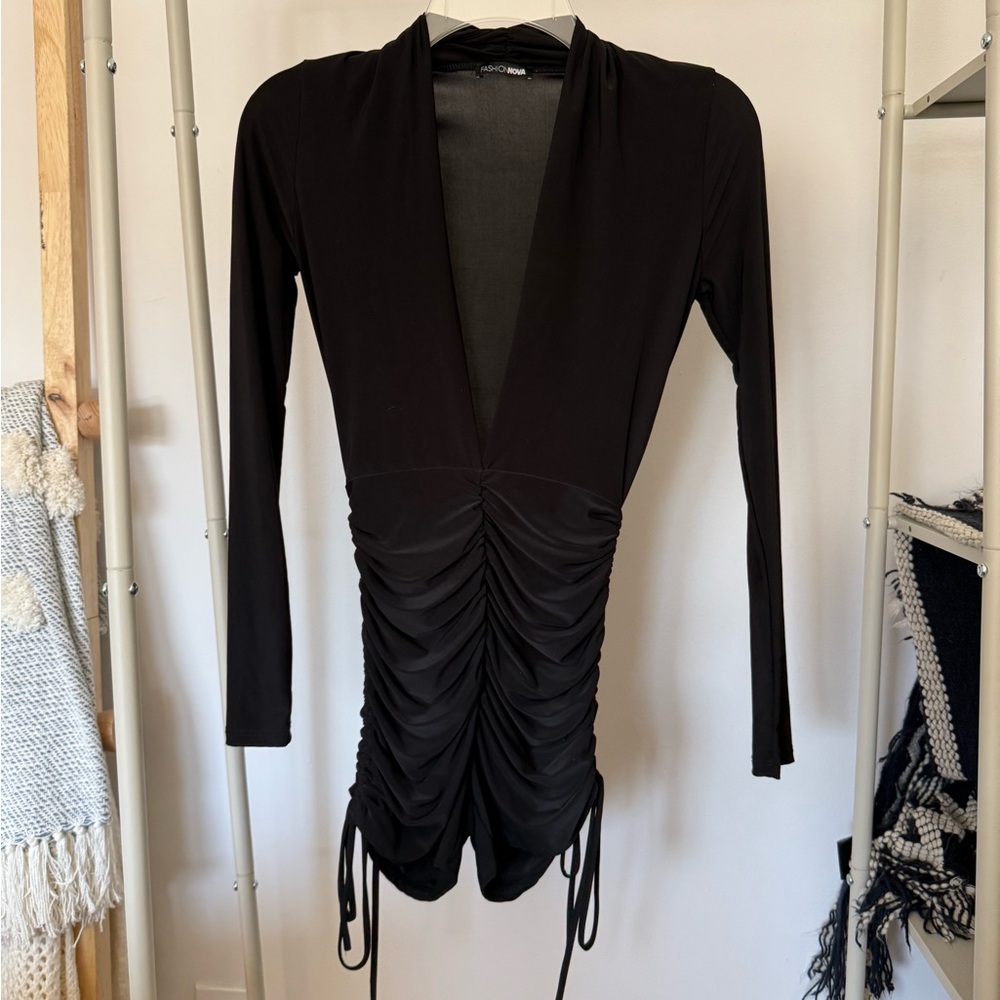 Black ruched romper NWOT